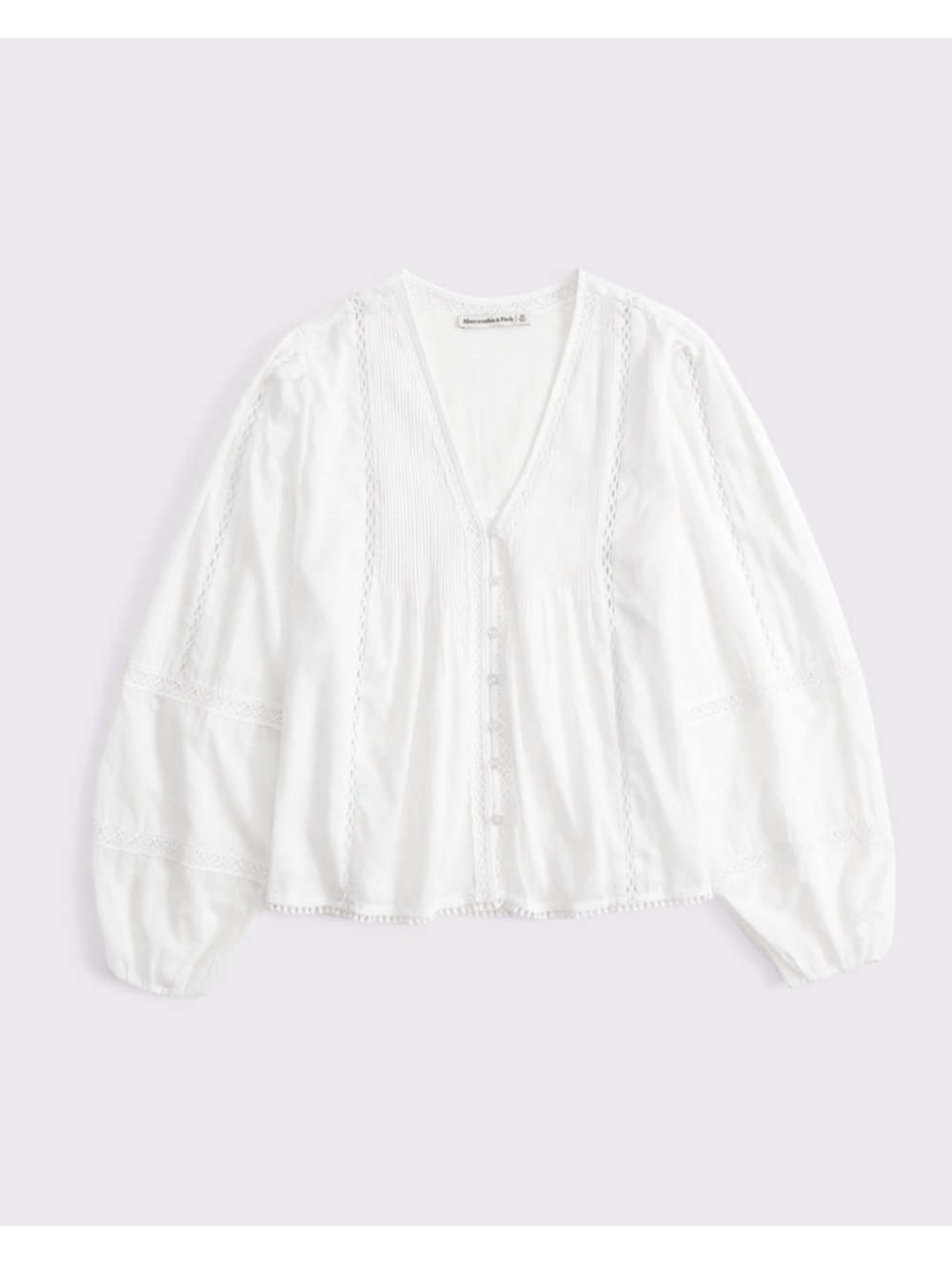 Abercrombie & Fitch Lace Trim Button Through Blouse